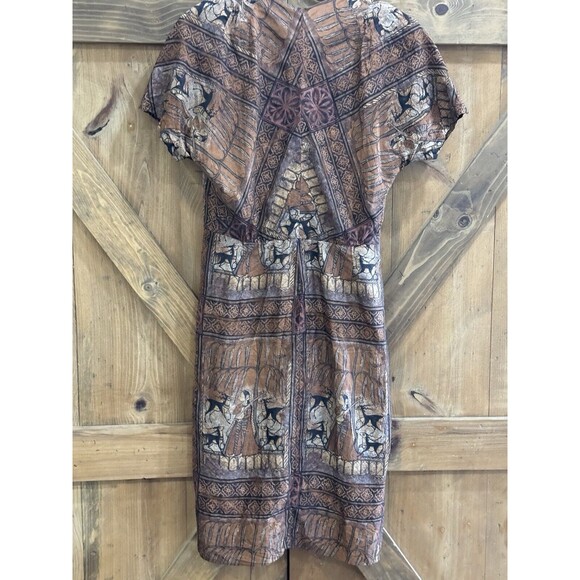 IRENE Exclusively For Bullocks Wilshire Vintage Dress Peruvian Print Sz Sm-M - Picture 8 of 11